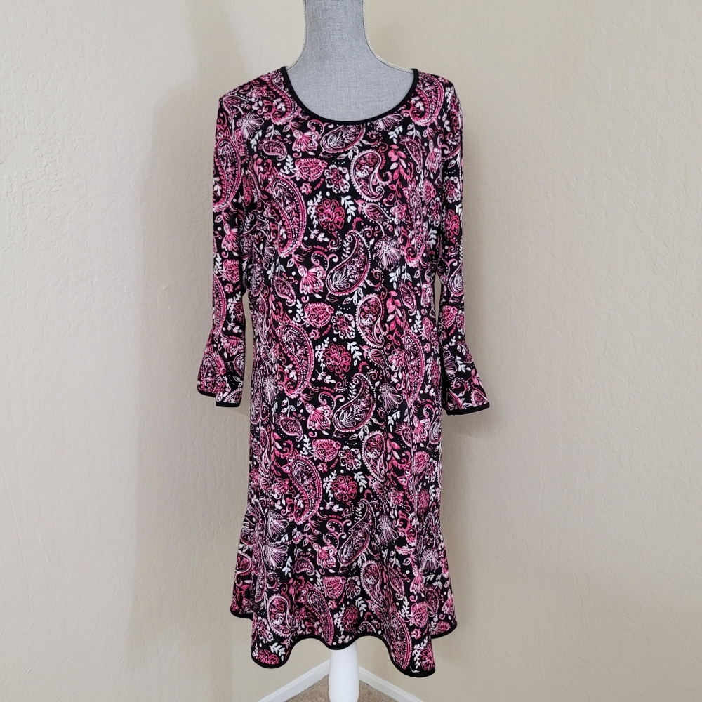 Zoe + Phoebe Round neck Red Dress Floral | Size XL